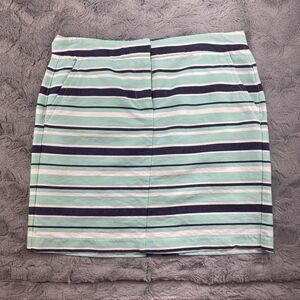 Tommy Hilfiger Sport Skirt Women's Sz 6 MiNt Green & Navy‎ Blue Stripe Back Slit